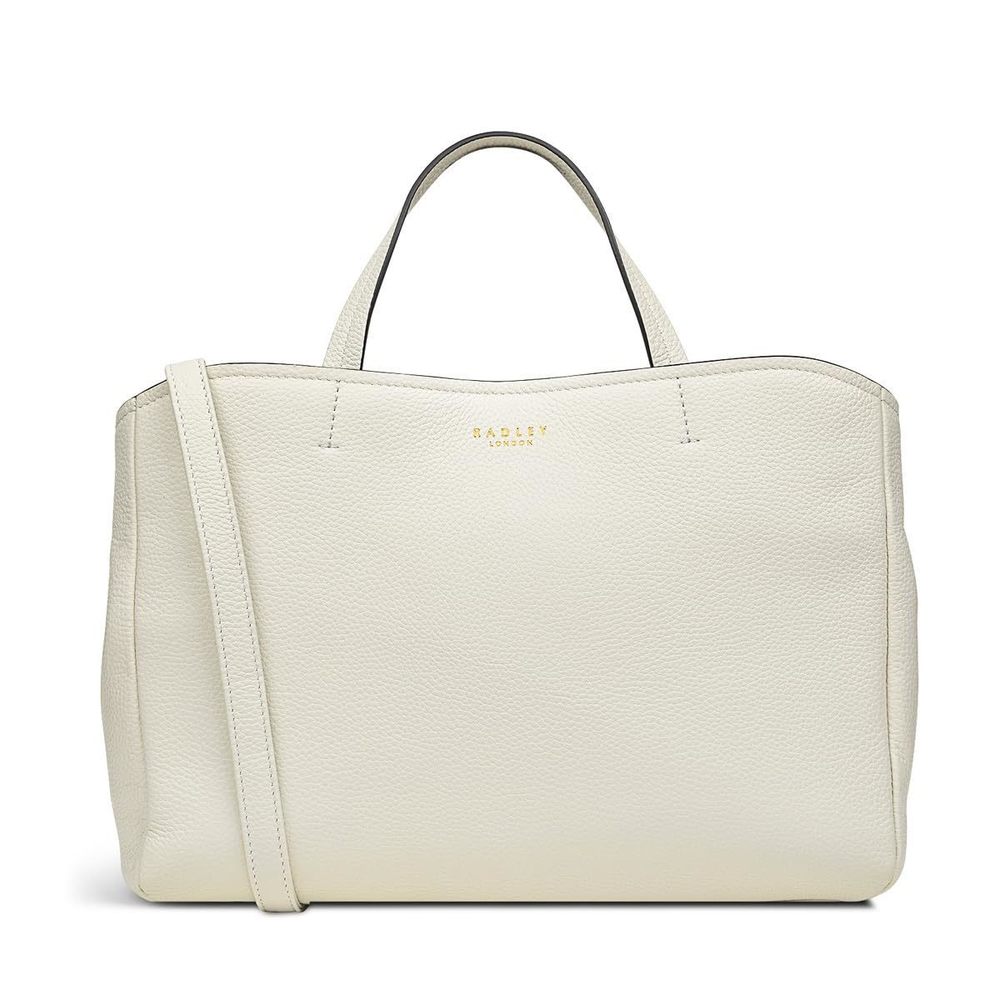 London Newhaven Road Medium Leather Open Top Satchel Bag, Chalk ;)